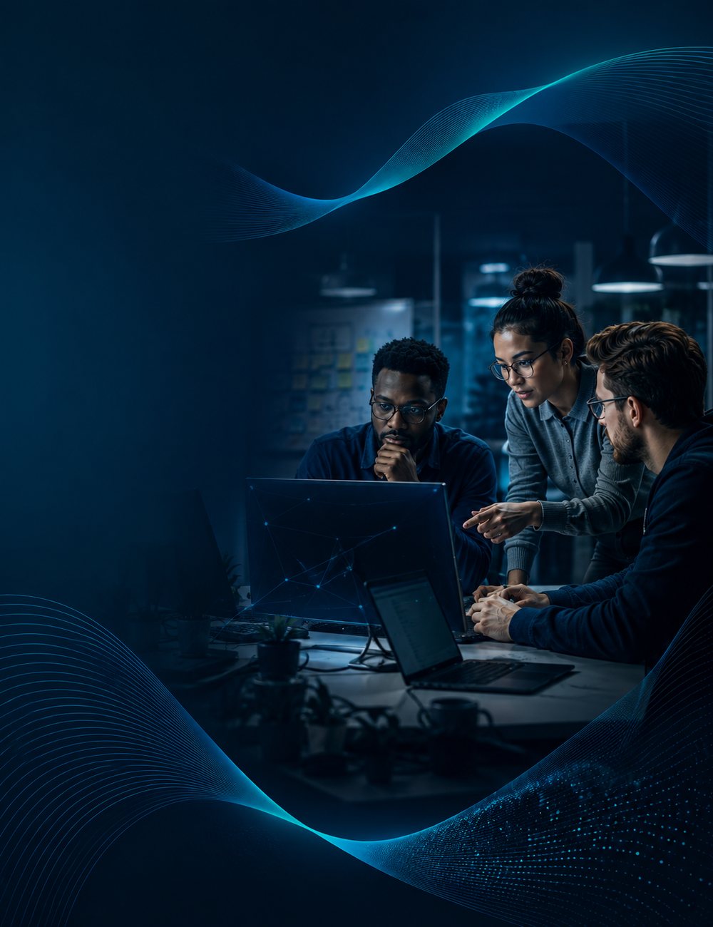SeptiBytes engineers working through a problem together