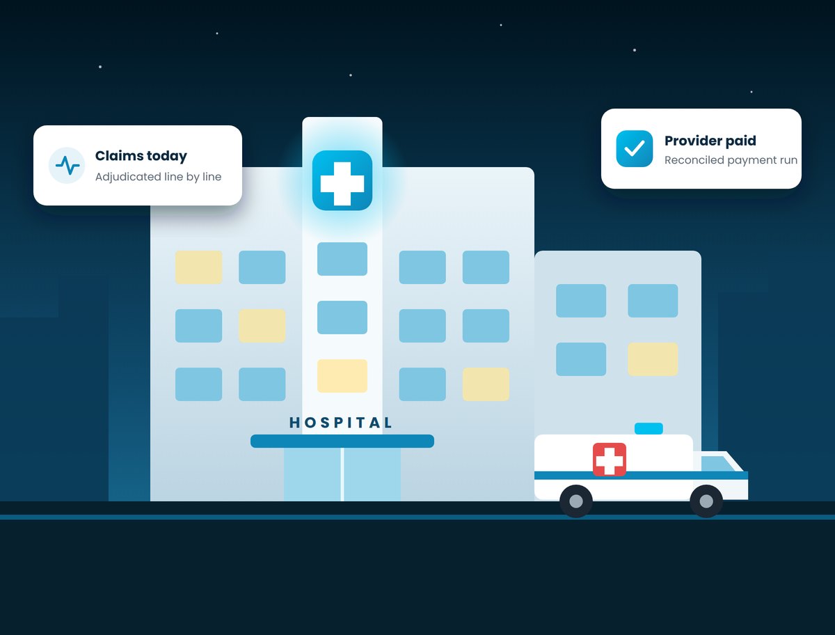 Hospital with claims adjudicated and providers paid
